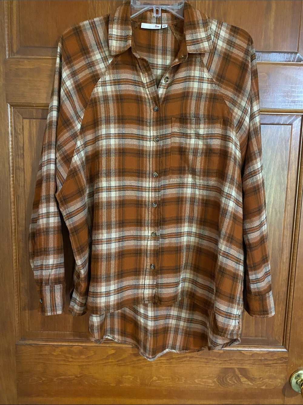 SO Plaid Button-Down Bat Wing shirt